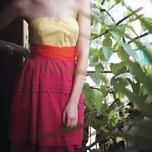 Maeve Anthropologie Parading Hues Color Block Strapless Dress Woman’s Size 8
